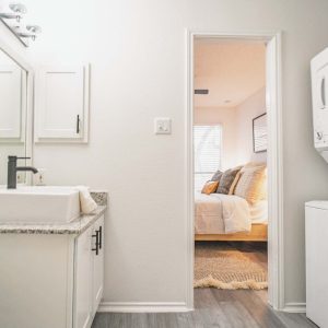 Bathroom with washer and dryer